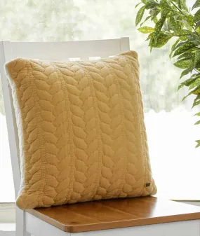 Leaf Cotton Knitted Decorative Medium Beige Melange & Natural Color 18 x 18 Inches Cushion Cover