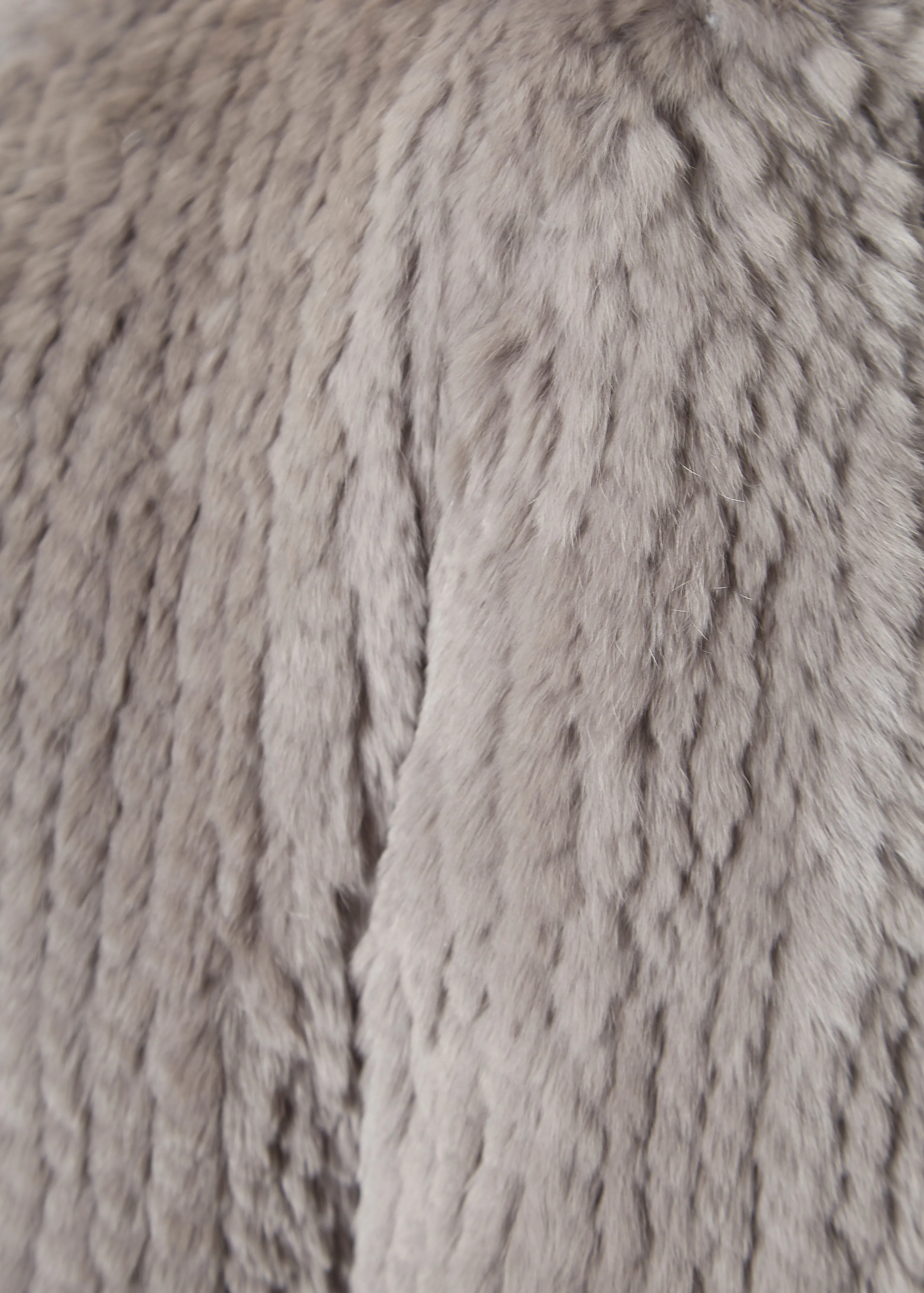 Light Grey Asymmetric Knitted Rex Rabbit Jacket