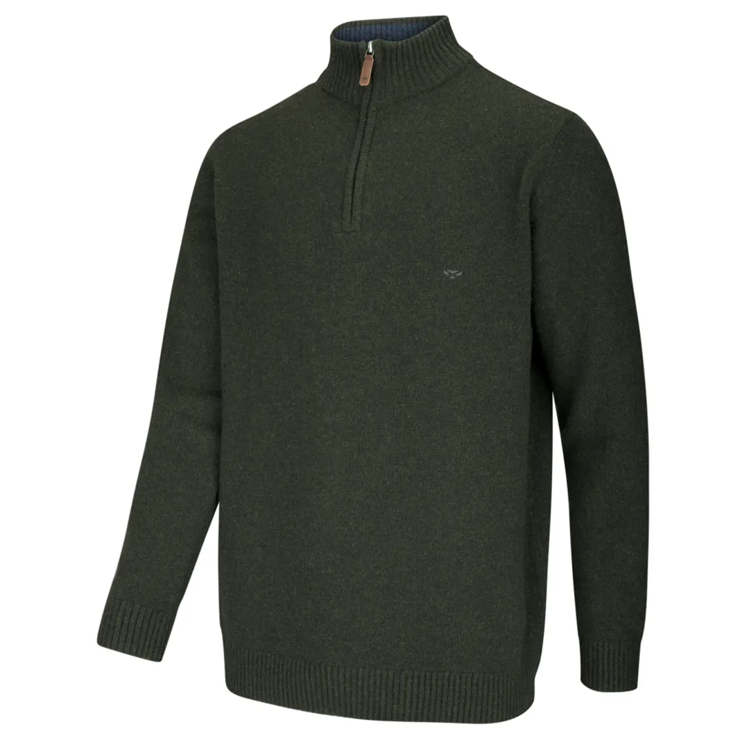 Lothian 1/4 Zip Neck Pullover - Loden by Hoggs Of Fife