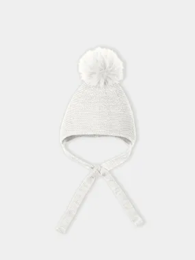 Mac Ilusion Ivory Aviator Hat with Fur Pom