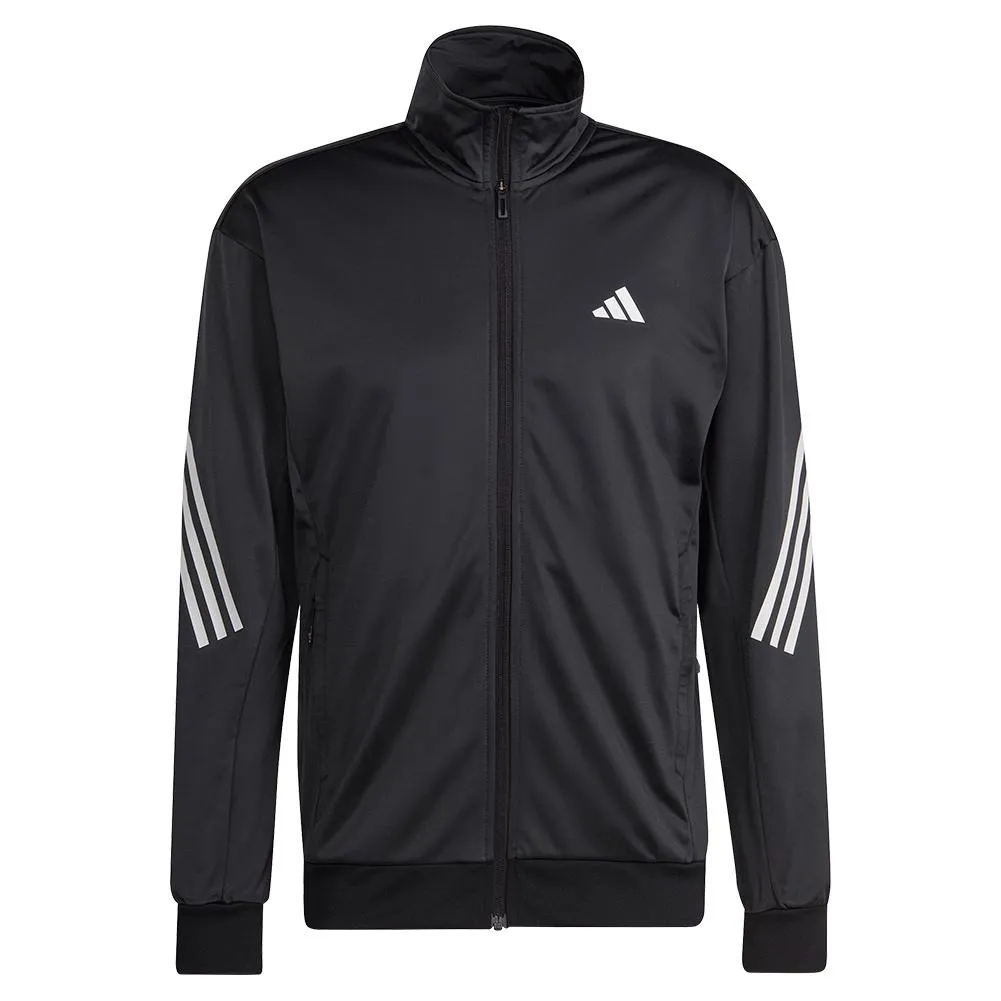 Men's 3-Stripe Knitted Tennis Jacket Black