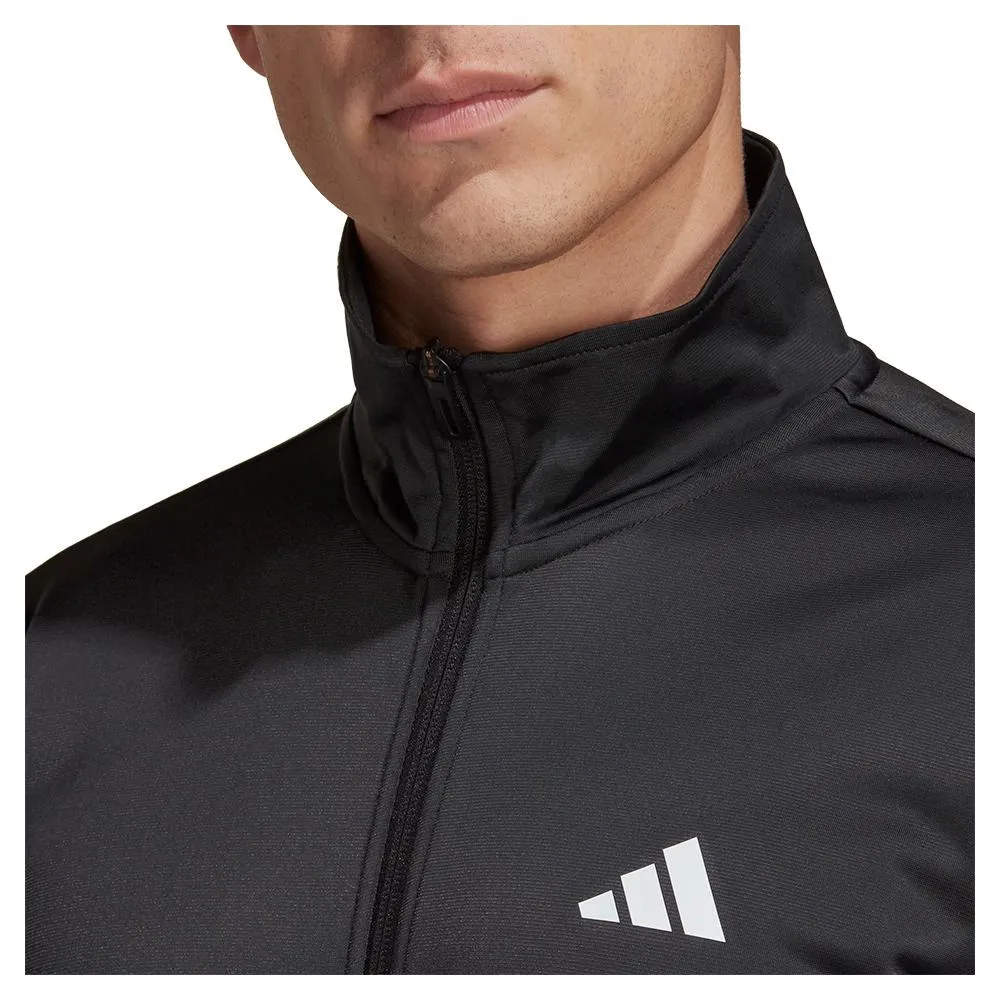 Men's 3-Stripe Knitted Tennis Jacket Black