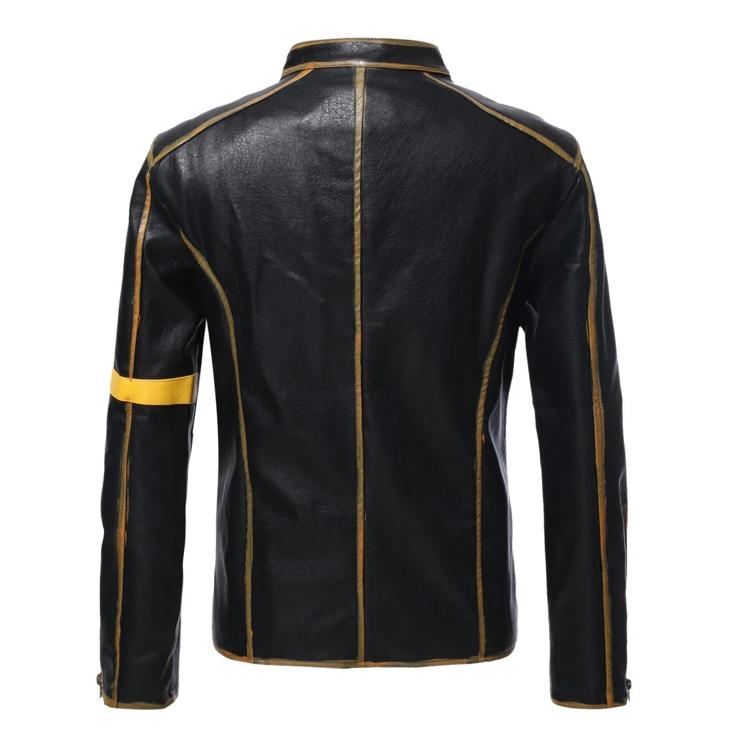 Men’s Black Biker Genuine Sheepskin Stand Collar Casual Crossover Motorcycle Café Racer Vintage Retro Leather Jacket