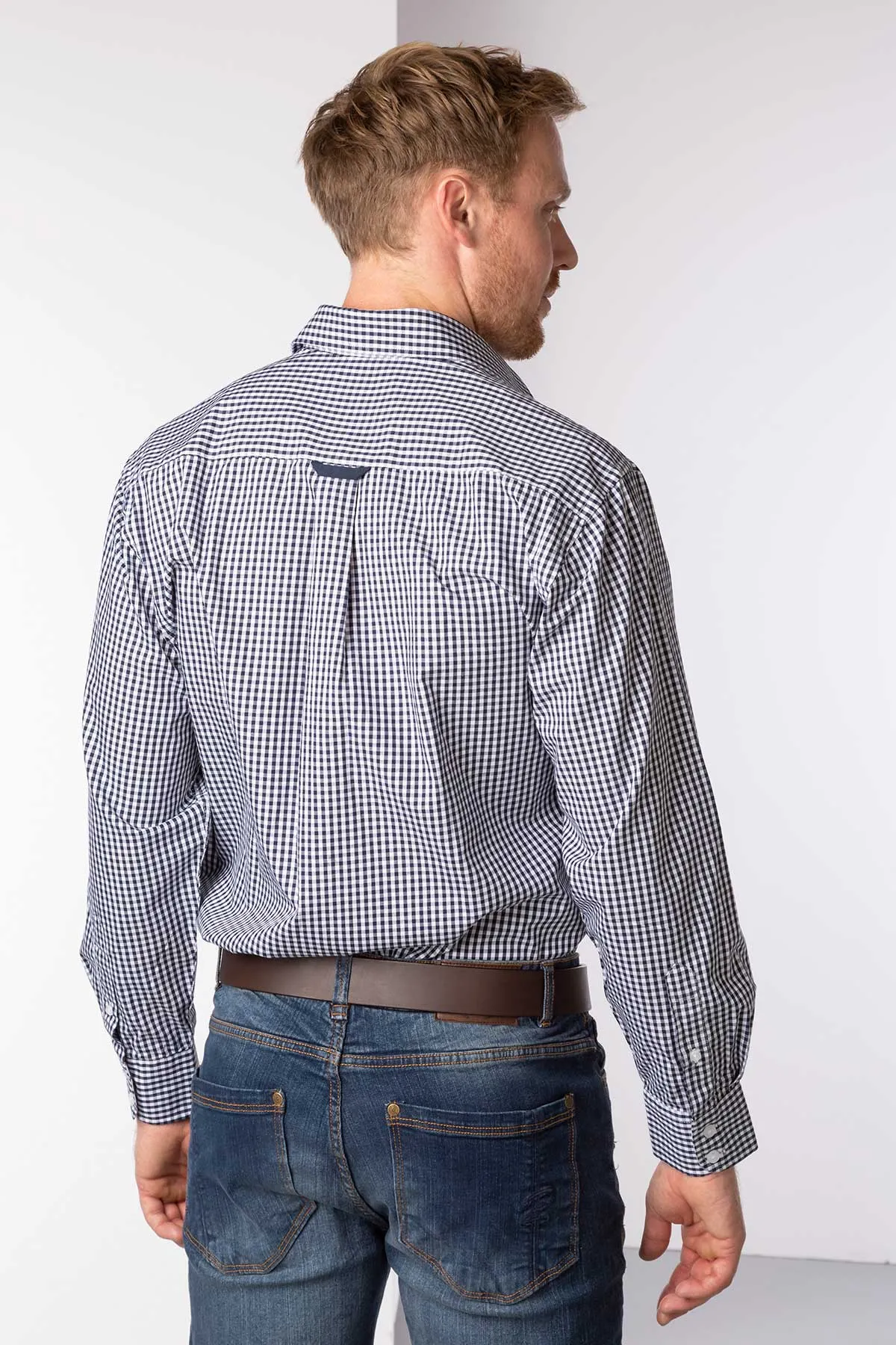 Men's Navy Gingham Shirt - Daniel II