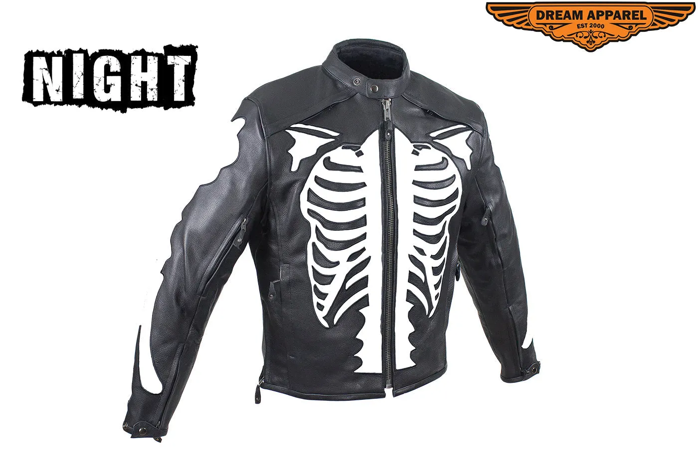 Mens Reflective Skeleton Motorcycle Jacket