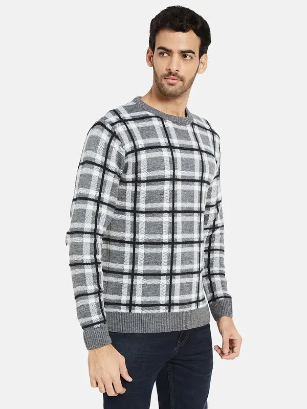 Mettle Men Grey Black Checked Pullover