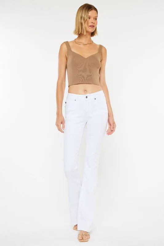 Mid Rise White Flare Jeans