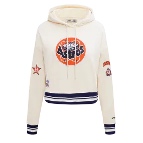 MLB HOUSTON ASTROS RETRO CLASSIC WOMEN'S CROPPED PO HOODIE (EGGSHELL/ MIDNIGHT NAVY)