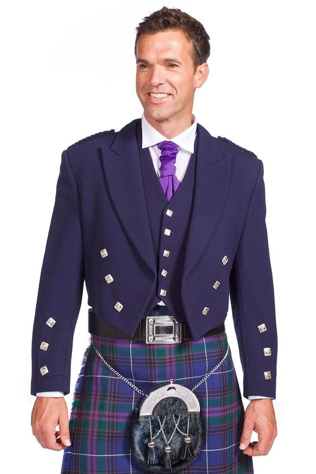 Navy Blue Prince Charlie Suit Jacket & Waistcoat - Ex Hire