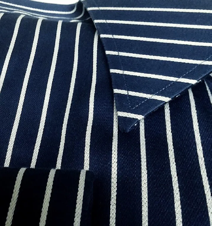 New- Enzone of Italy-Blue/White Stripe,100% Cotton Twill,FC Fashion Shirt- size (16.5x34/35)