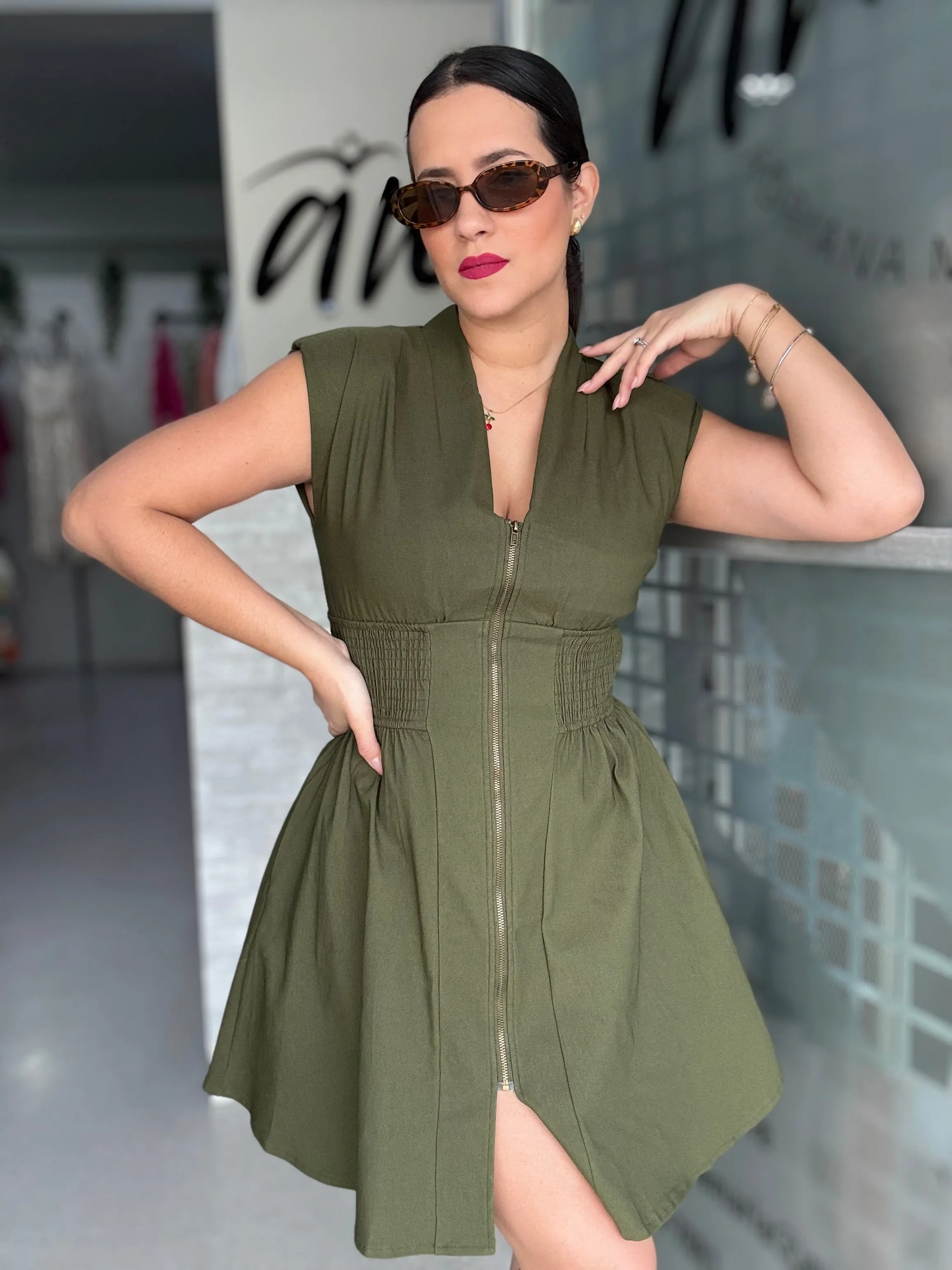 Olive Short Dress