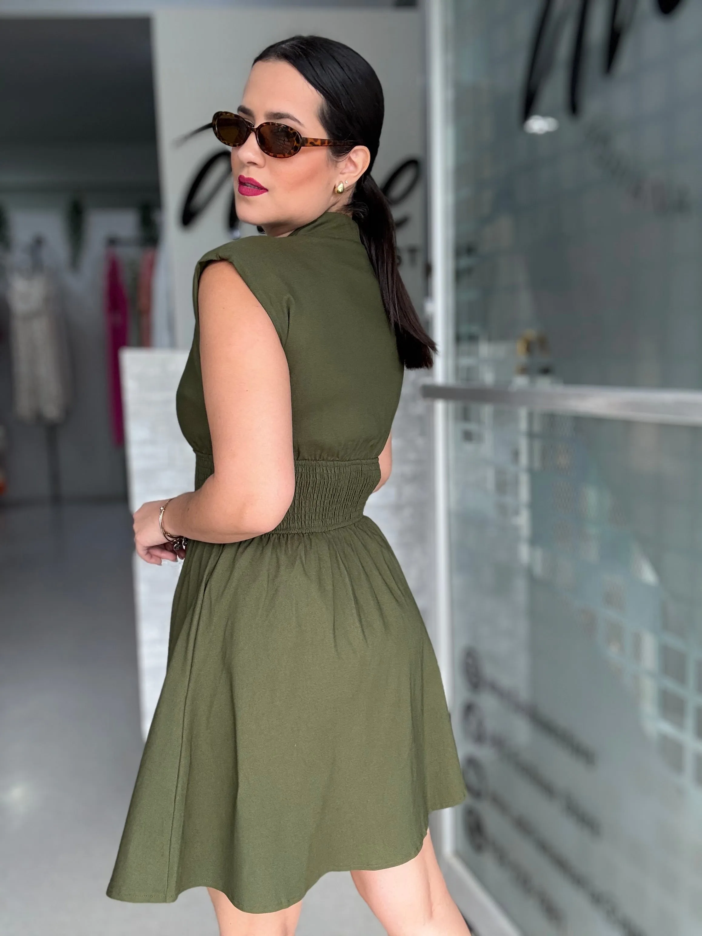 Olive Short Dress