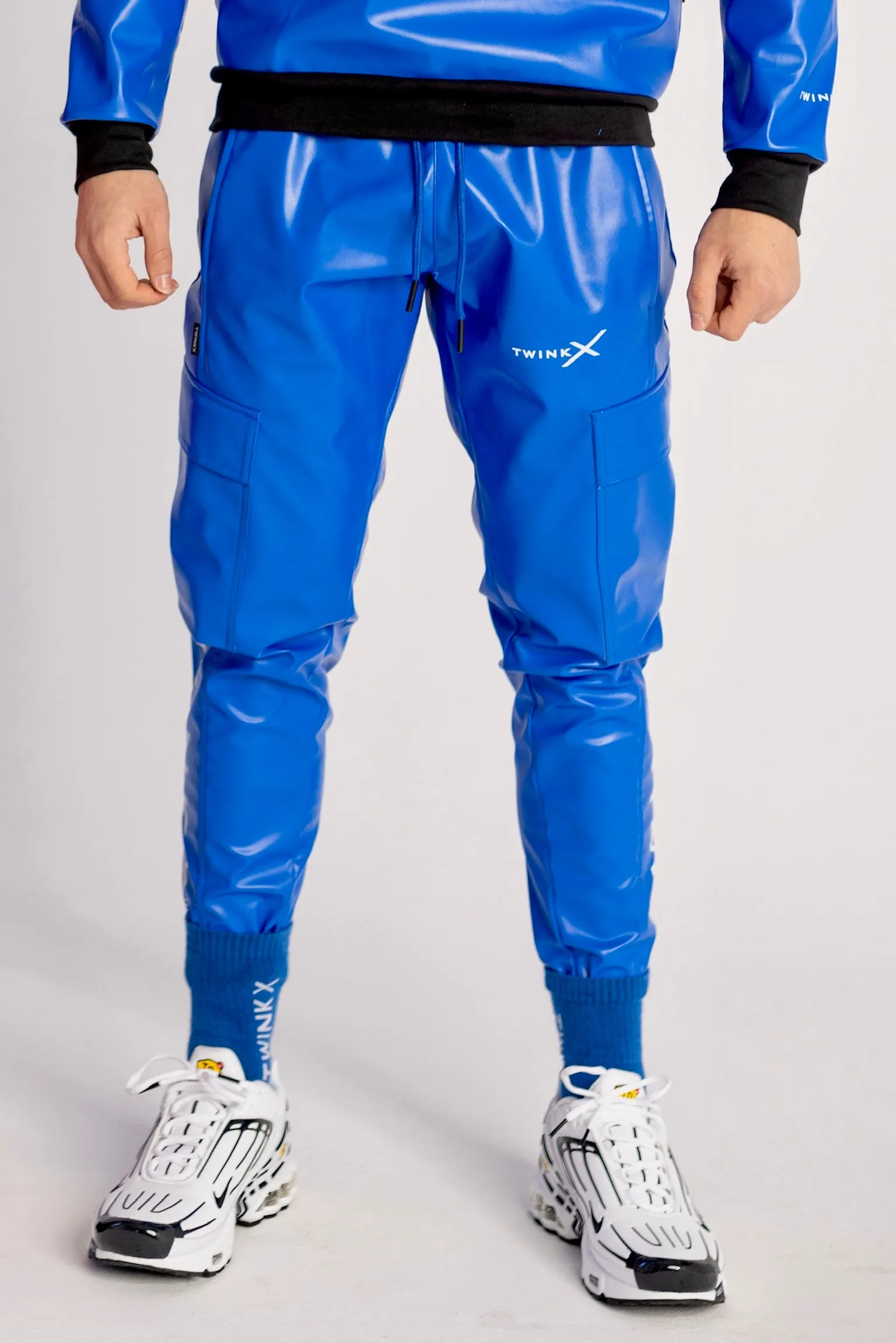 pants "adonis x sky blue vegan leather"