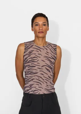 Printed Sheer Muscle Tank in Tiger Print