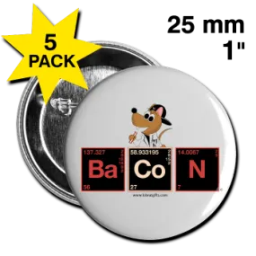 "Bacon Periodic Table" - Small Buttons (5 pack)