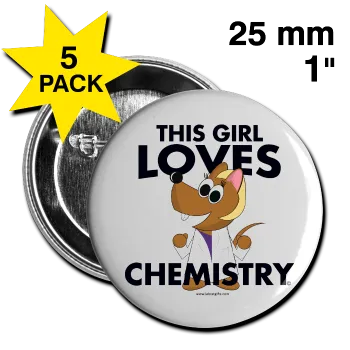 "This Girl Loves Chemistry" (blonde) - Small Buttons (5 pack)