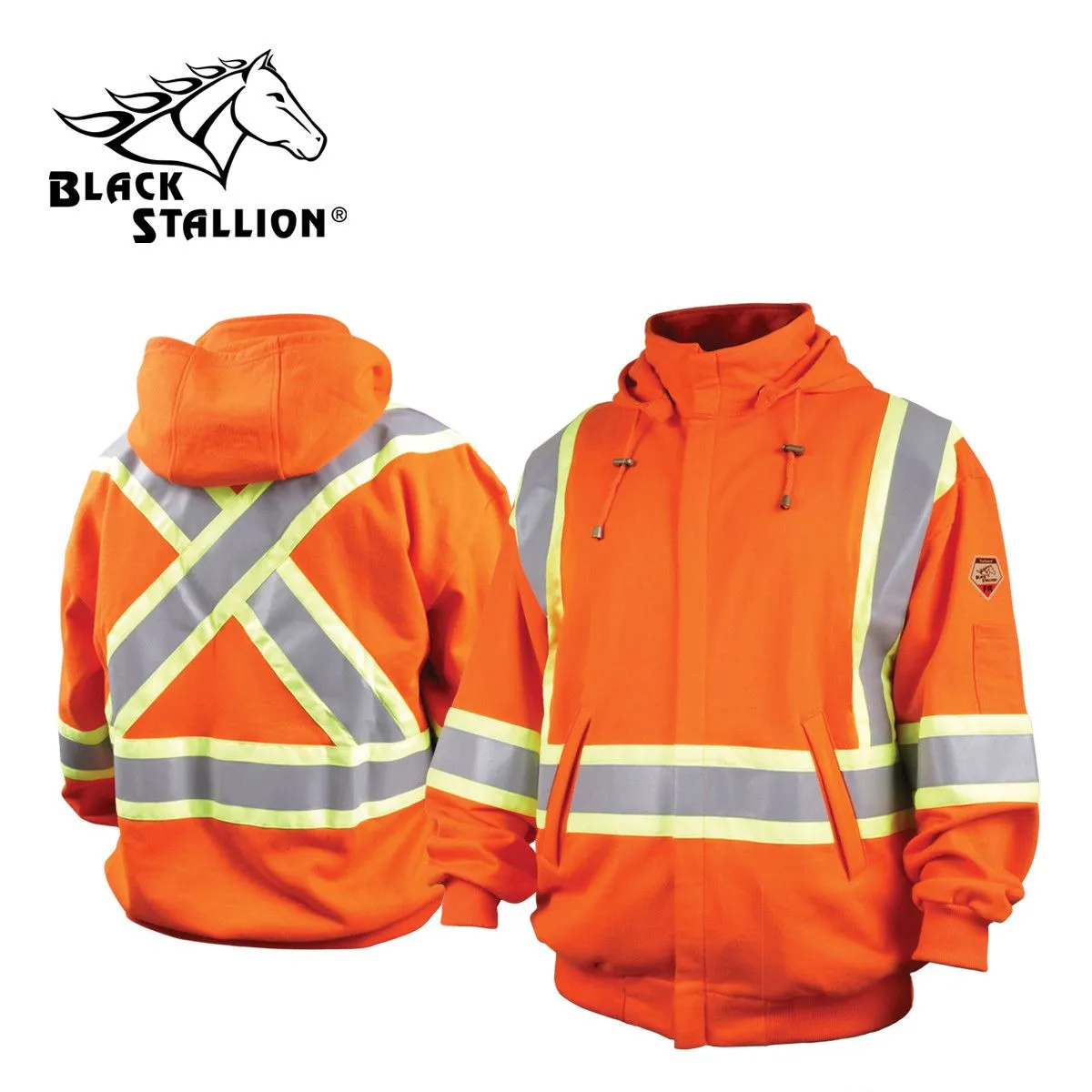 Revco JF1332-OR Orange TruGuard™ 200 FR Cotton Reflective Tape Full-Zip Hooded Sweatshirt (1 Sweatshirt)