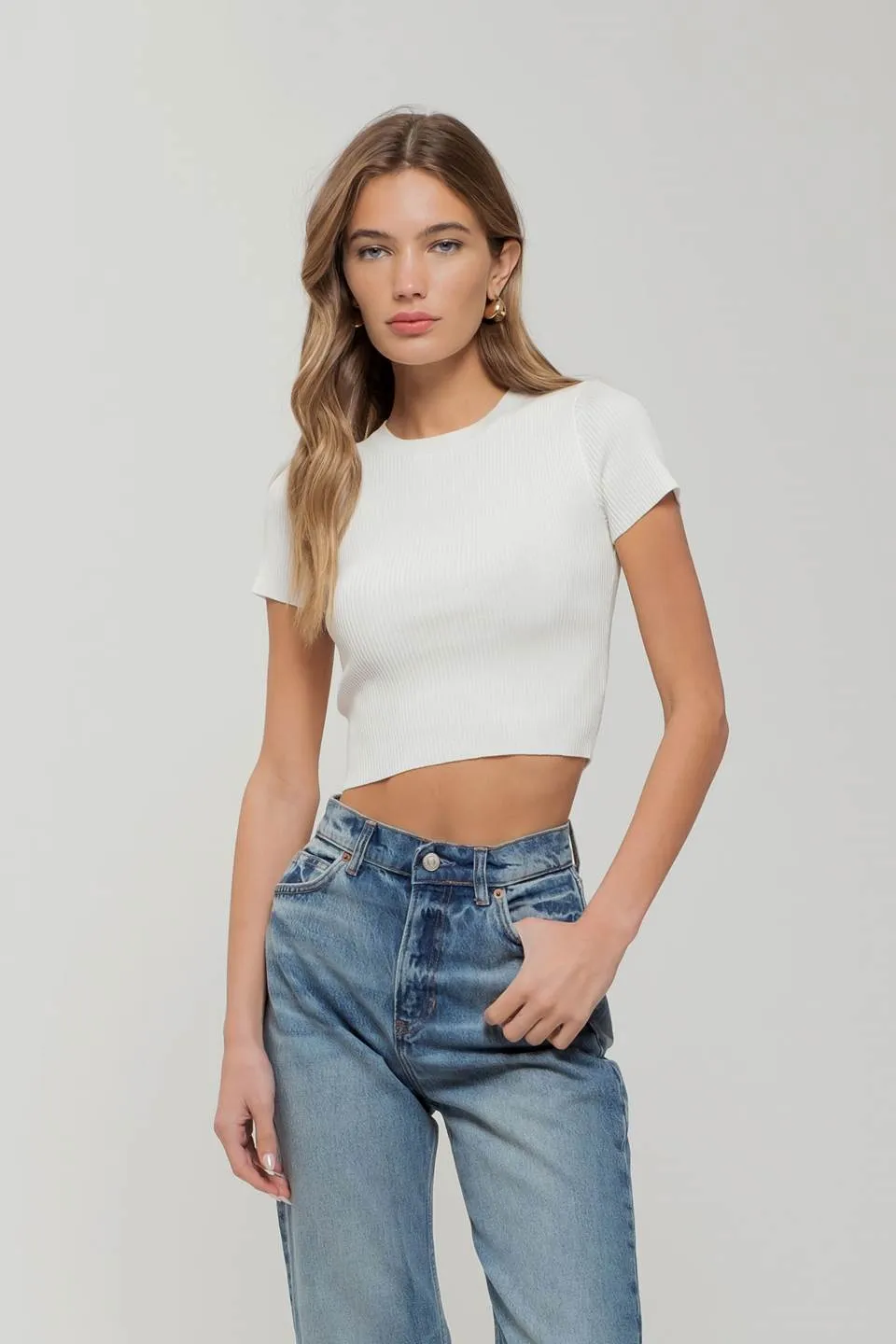 RIBBED SWEATER CROP TOP