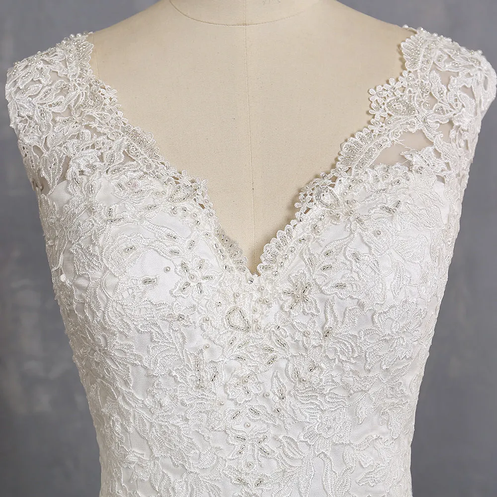 Ruffles Princess Wedding Dresses with Beaded Lace at Bling Brides