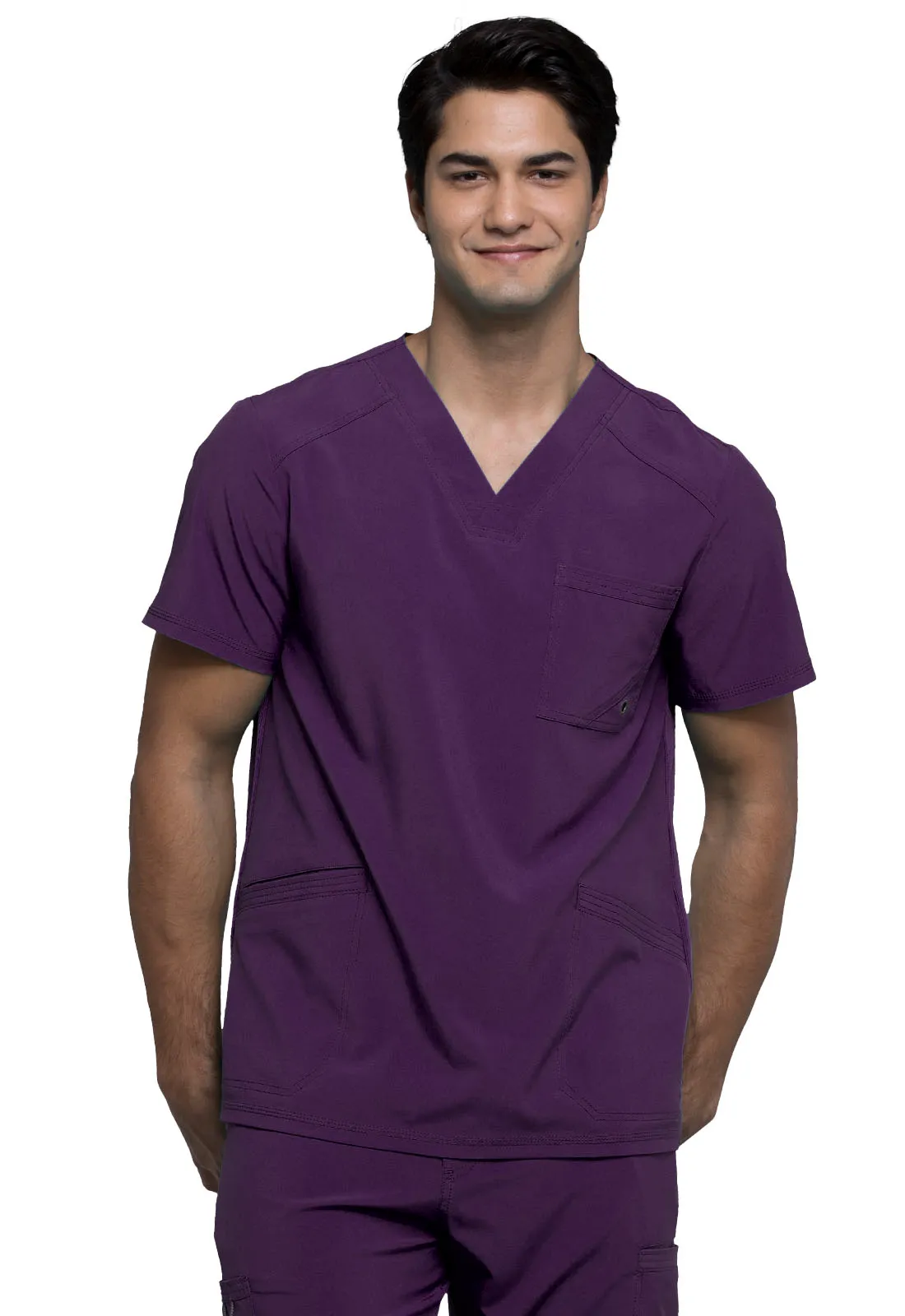 Scrub Top - Cherokee Infinity Men's V-Neck Top - Eggplant, CK900A