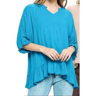 Short Sleeve Ruffle Blouse