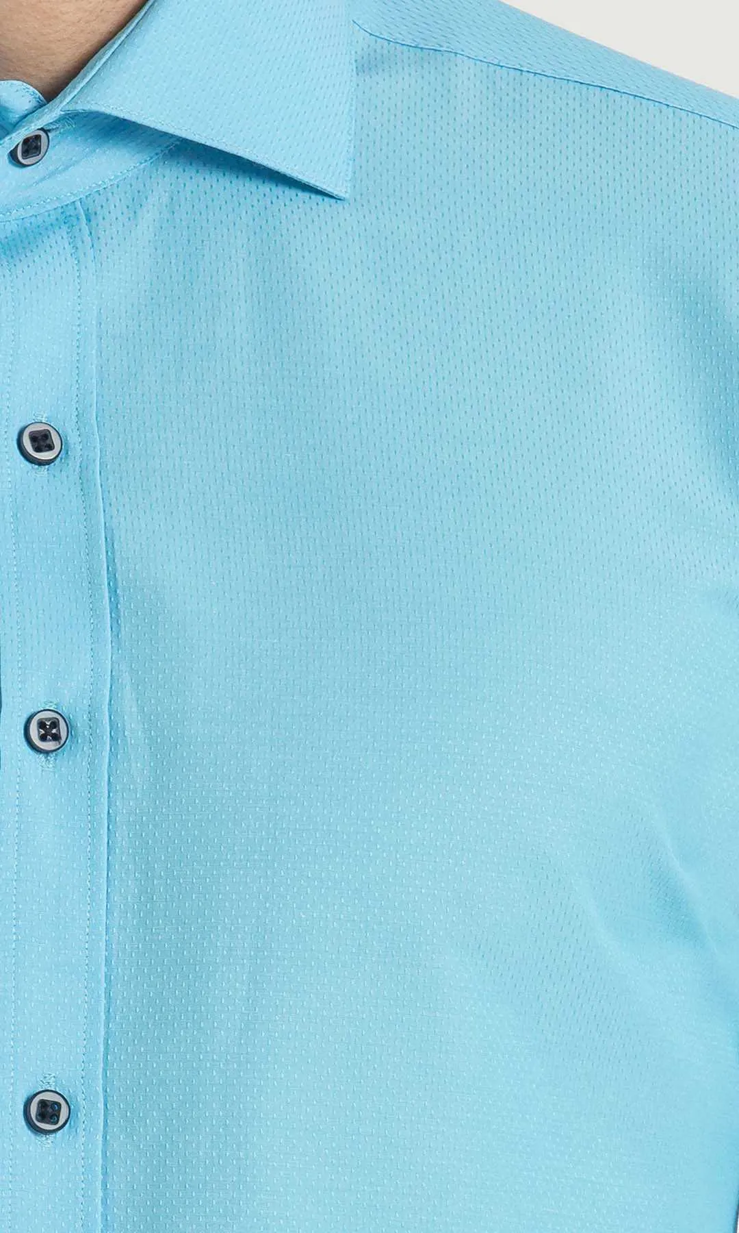 Slim Fit Patterned Cotton Blend Casual Shirt, Turquoise D.