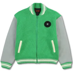 SMOKE KNITTED VARSITY JACKET