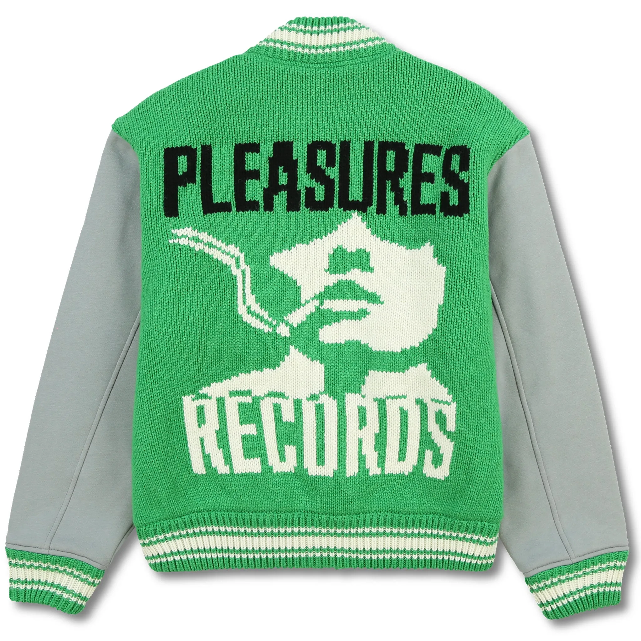 SMOKE KNITTED VARSITY JACKET