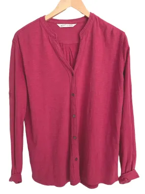 Soft Summer Pink Knit Button-Down Shirt