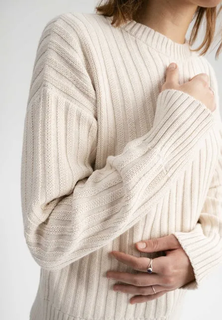 Strickpullover ISHANI cream melange | MELAWEAR