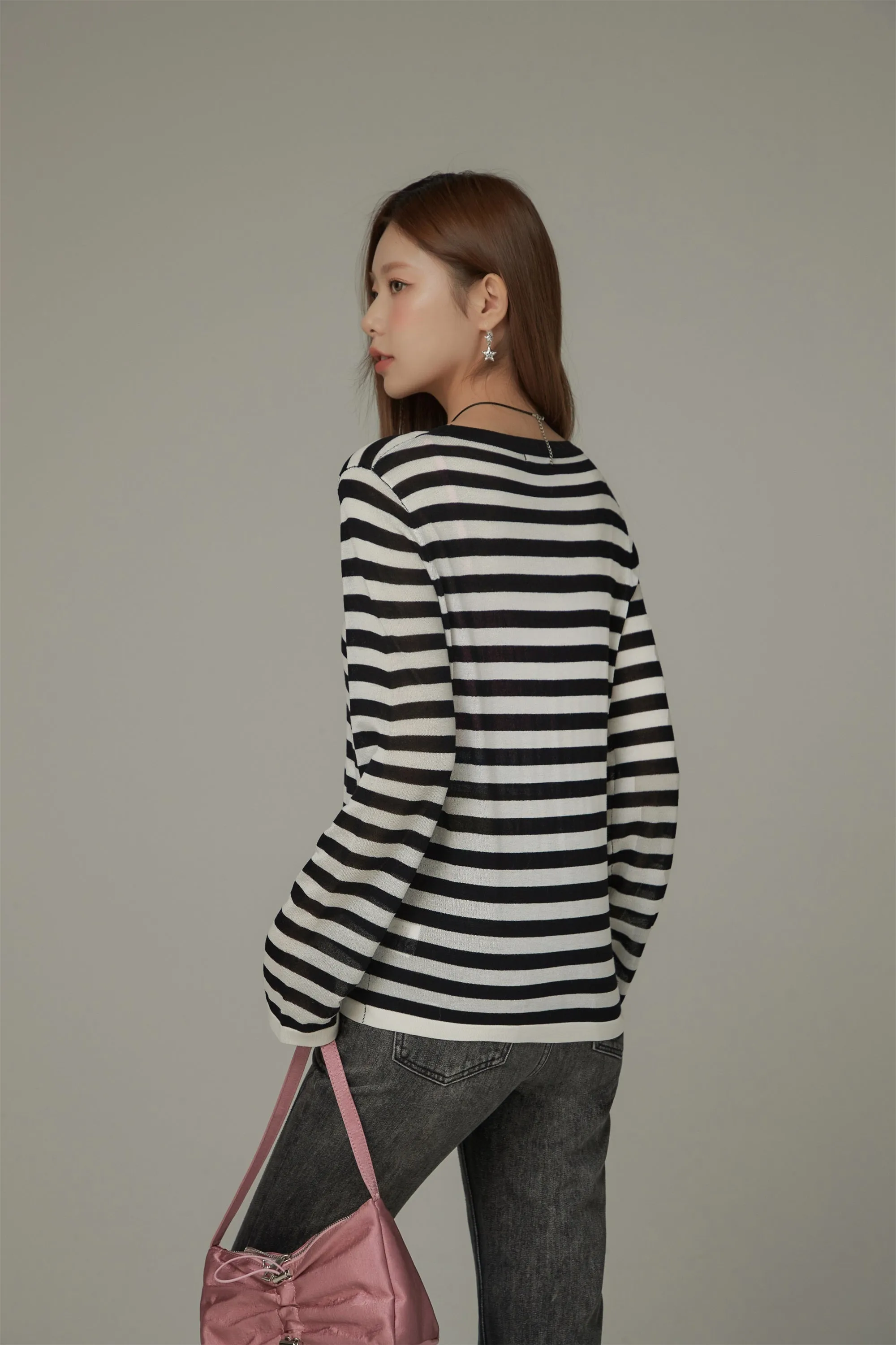 Stripe Knit Long Sleeve Top