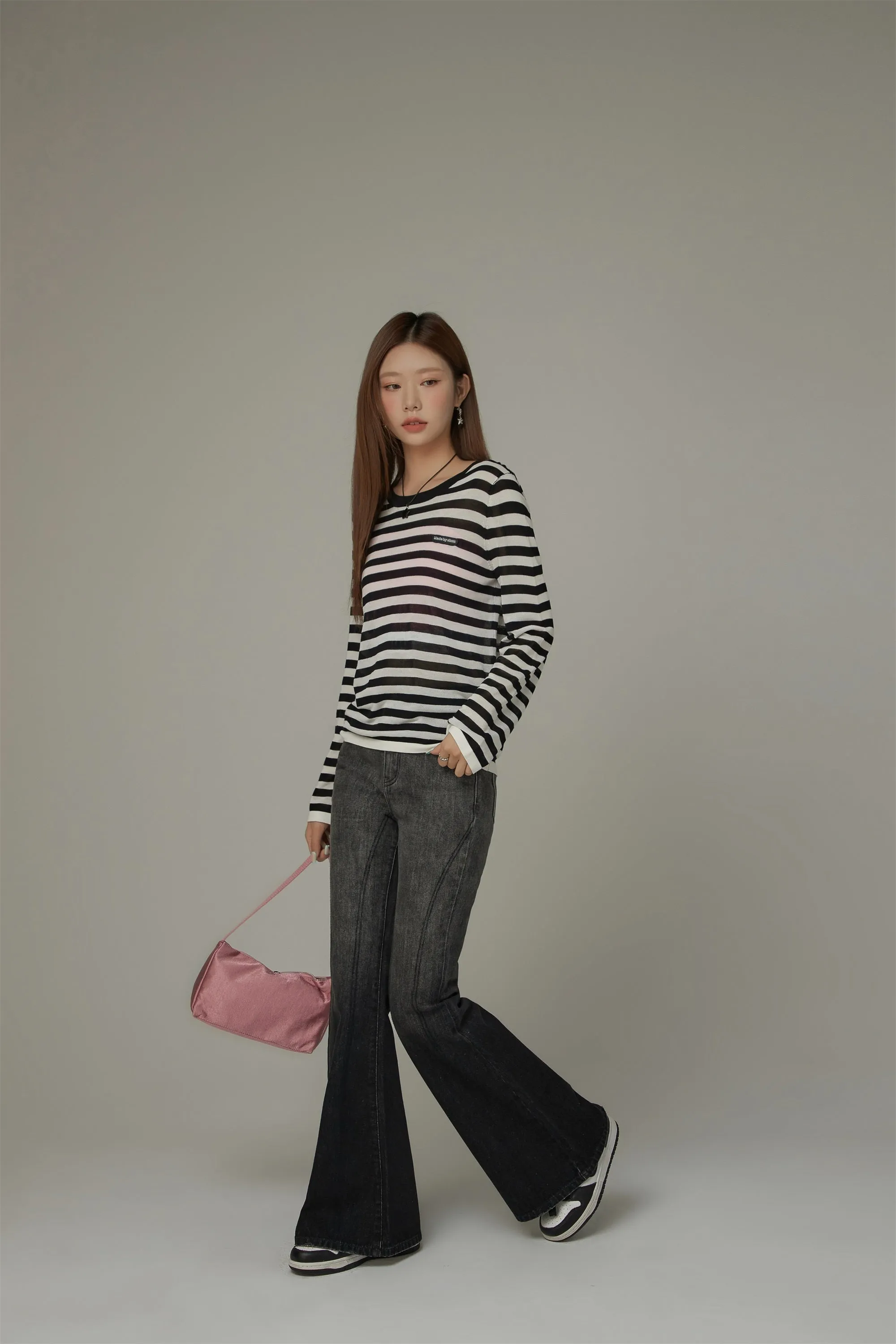 Stripe Knit Long Sleeve Top