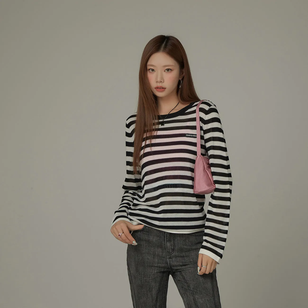 Stripe Knit Long Sleeve Top