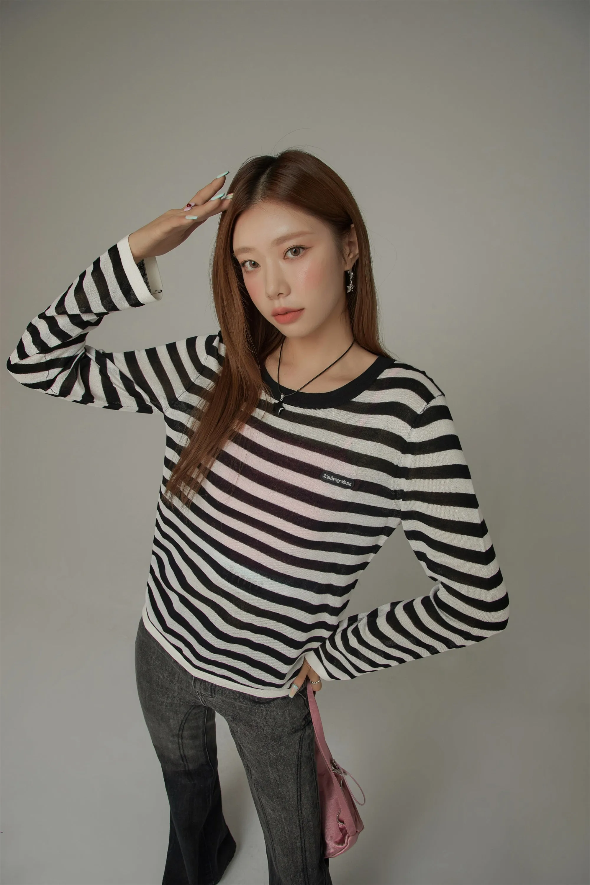 Stripe Knit Long Sleeve Top