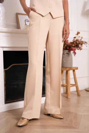 Timeless Straight Cut Plain Pants Beige