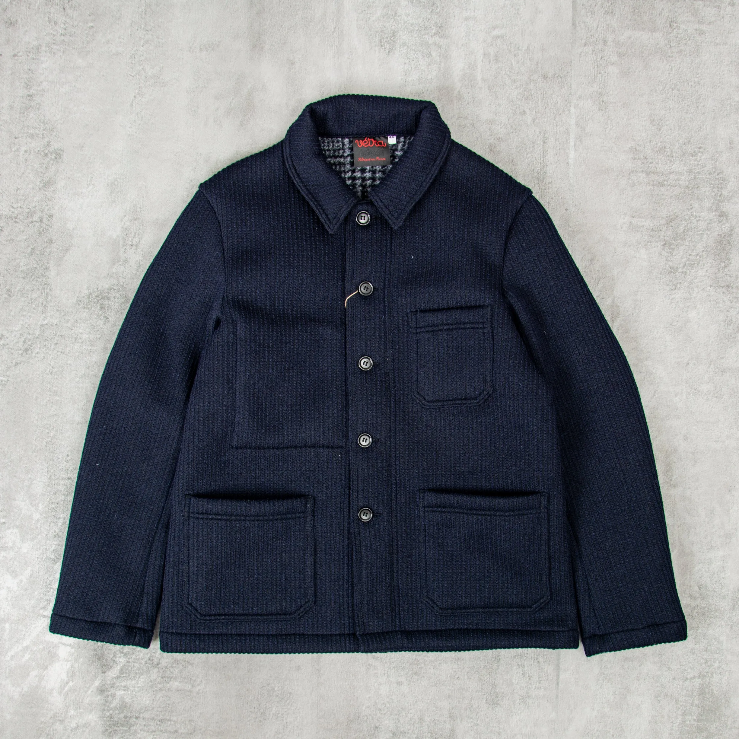 Vetra Knitted Wool Jacket - Navy