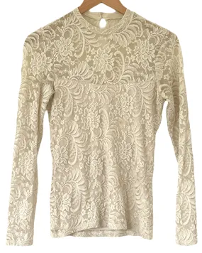 Warm Autumn Ivory Lace Long Sleeve Knit Top