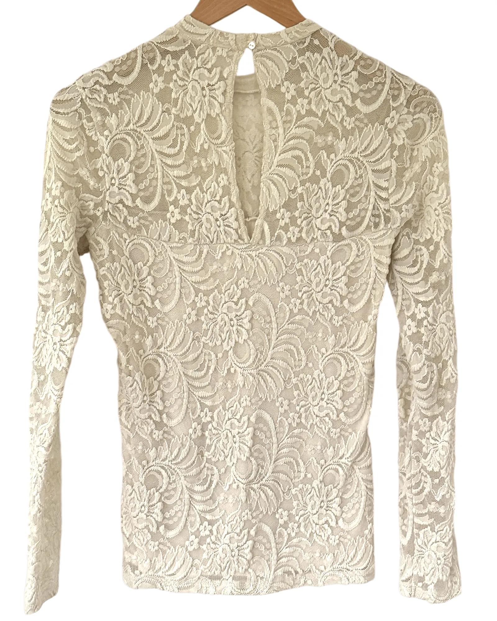 Warm Autumn Ivory Lace Long Sleeve Knit Top