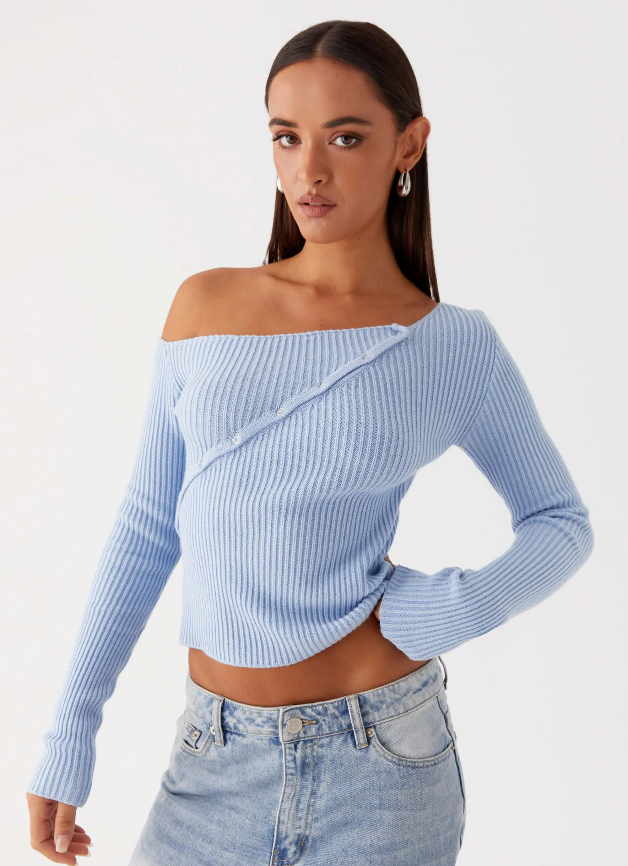 Waverly Knit Top - Sky Blue