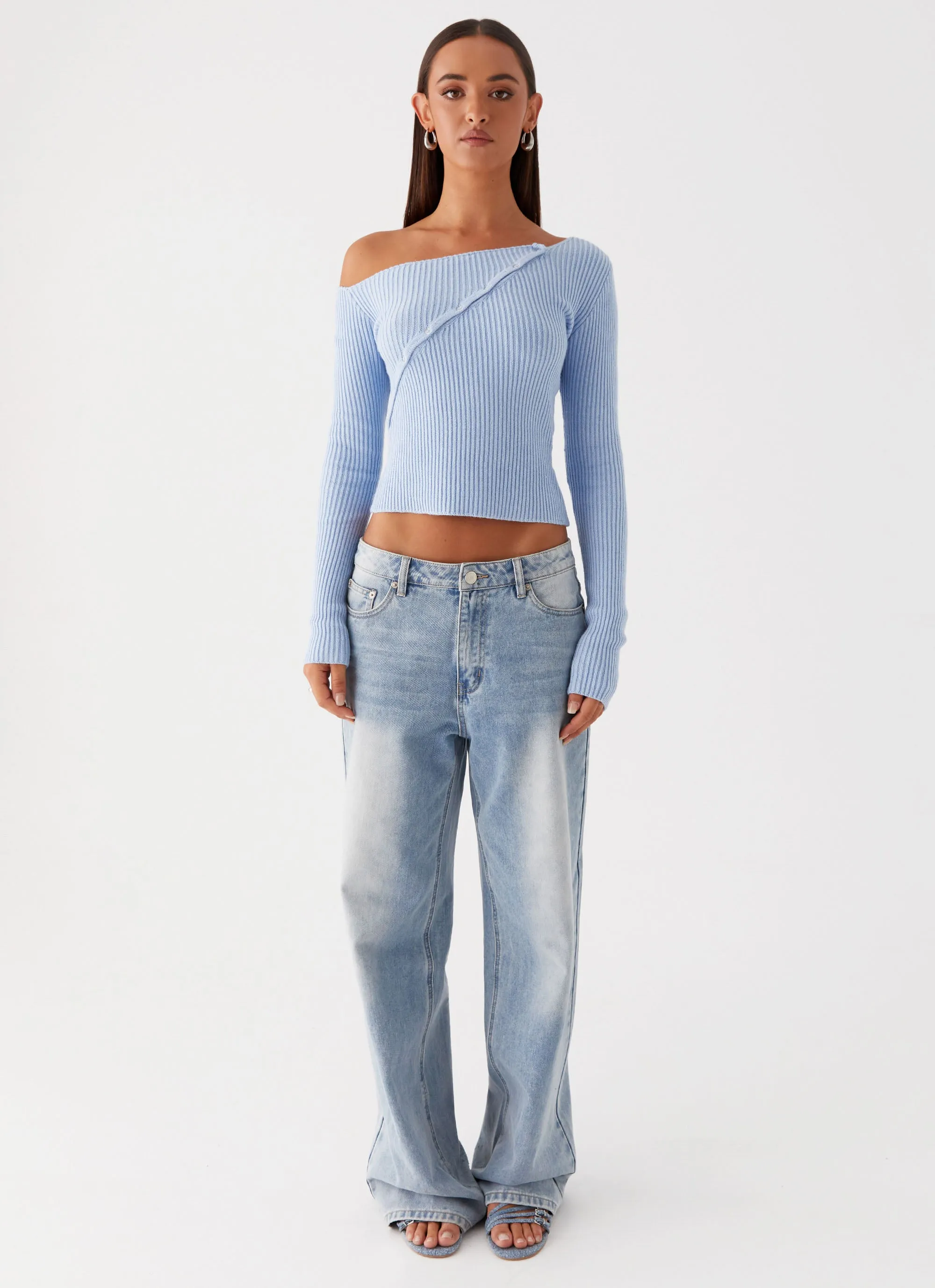 Waverly Knit Top - Sky Blue