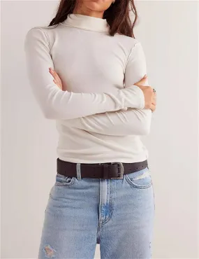 White Long Sleeve Turtleneck Top