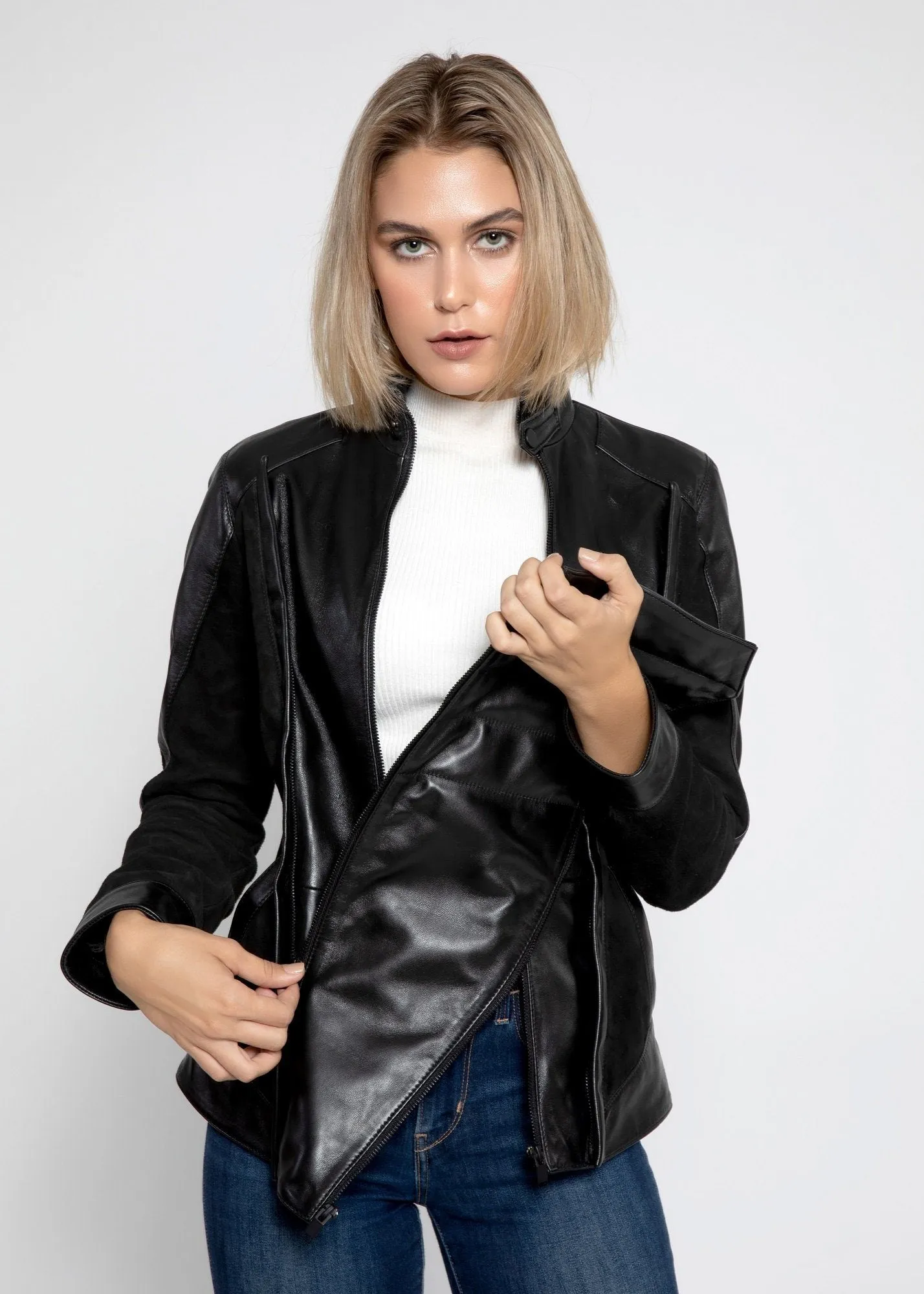 Womens Cosette Dual Panel Leather & Suede Jacket