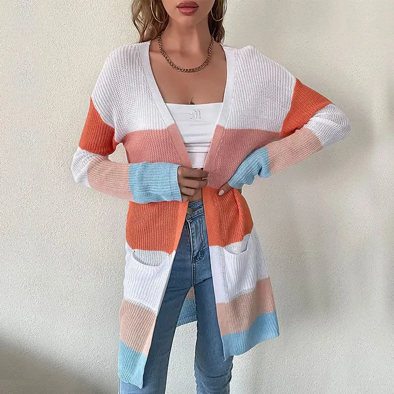 Women's Japanese Style Stripe Knitted Cardigan jacket