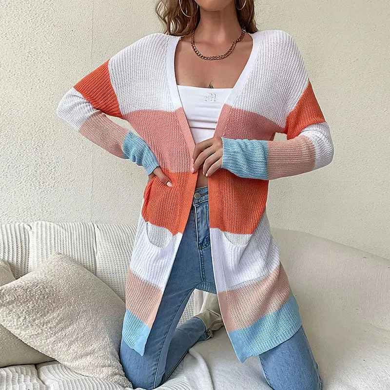 Women's Japanese Style Stripe Knitted Cardigan jacket